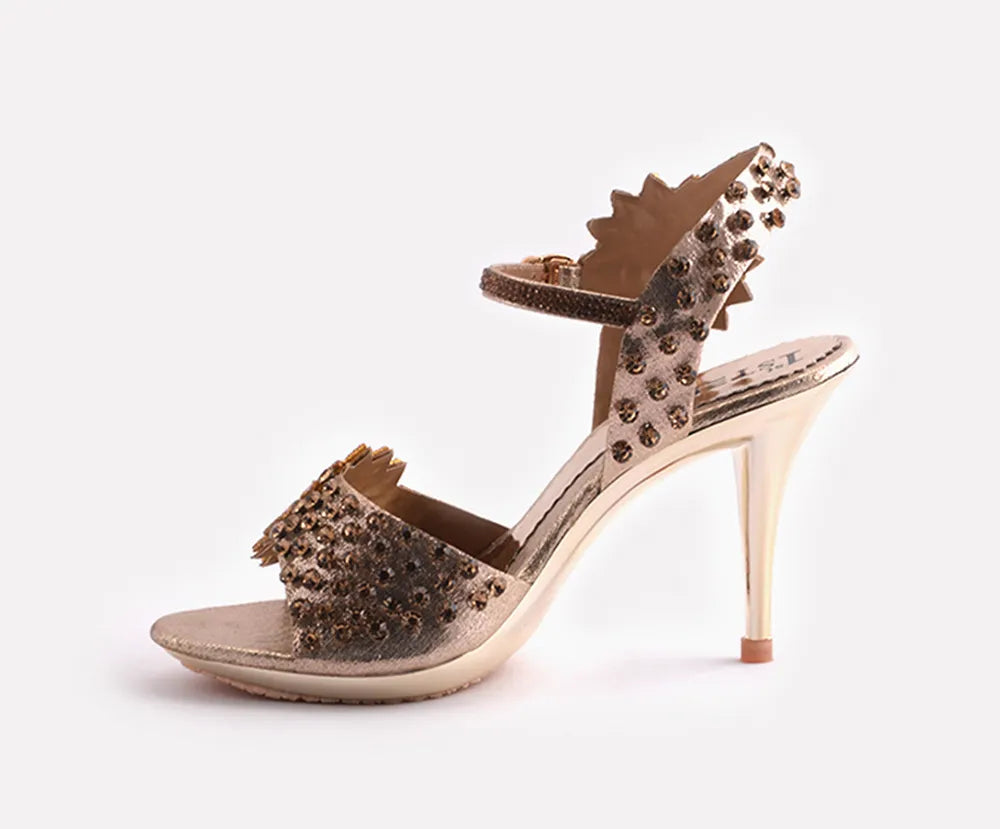 Gold studded heeled outlet sandals